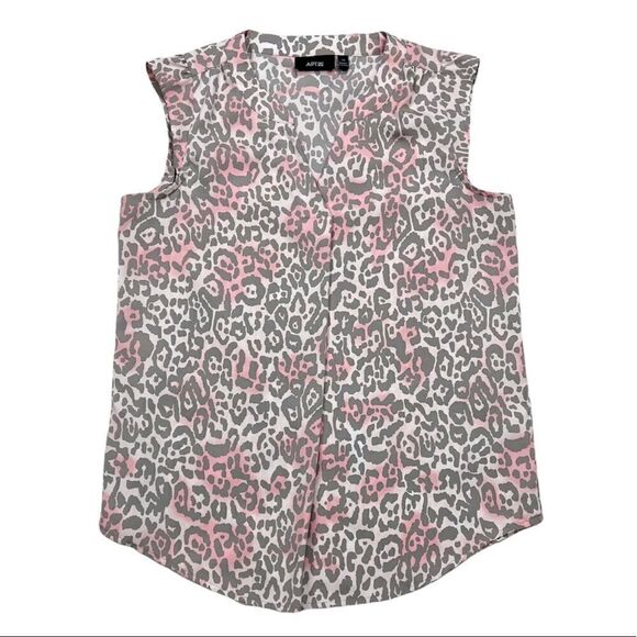 Apt. 9 Grey Pink Leopard Print Top Size XS - Picture 1 of 7